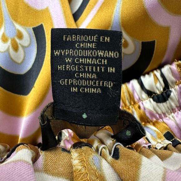 House Of Harlow 1960 Women's S/M 2Pc Jumpsuit Gold Pink Boho Hippie Print Satin - Picture 4 of 16